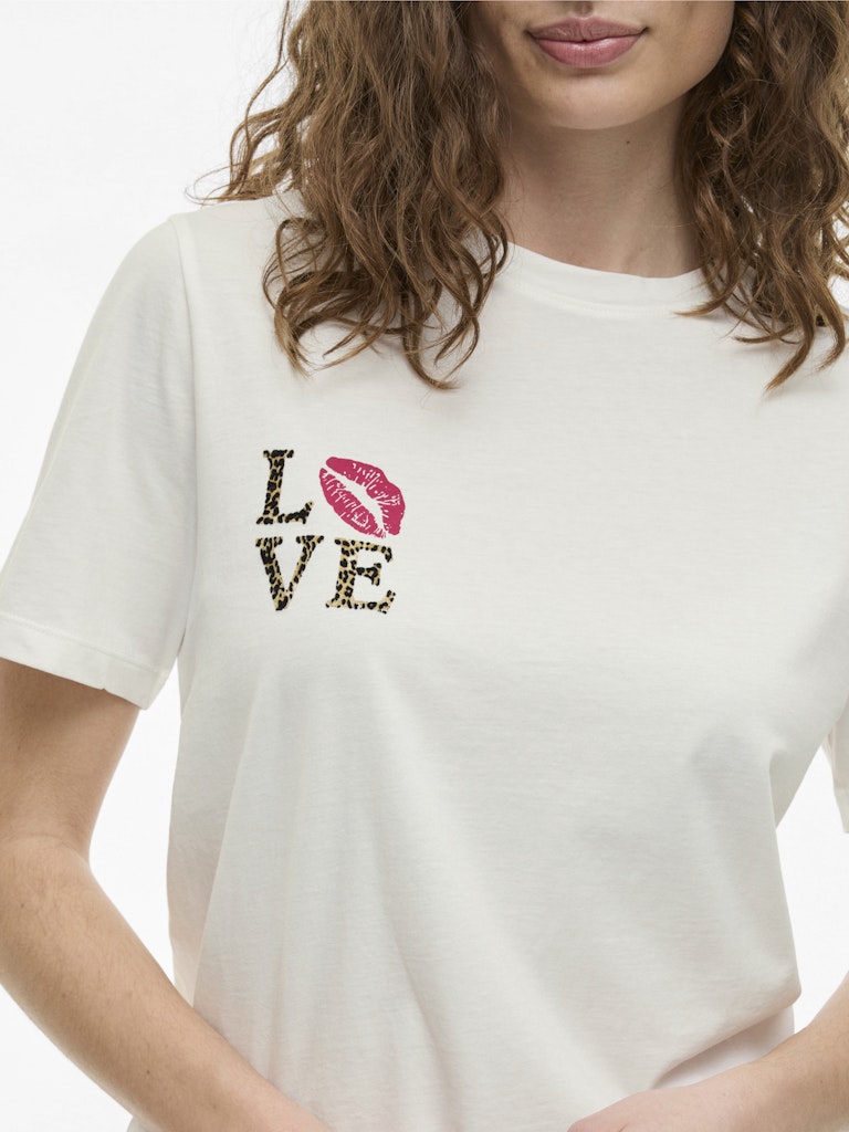 VISybil Leo Kiss S/S T-Shirt Cloud Dancer Love