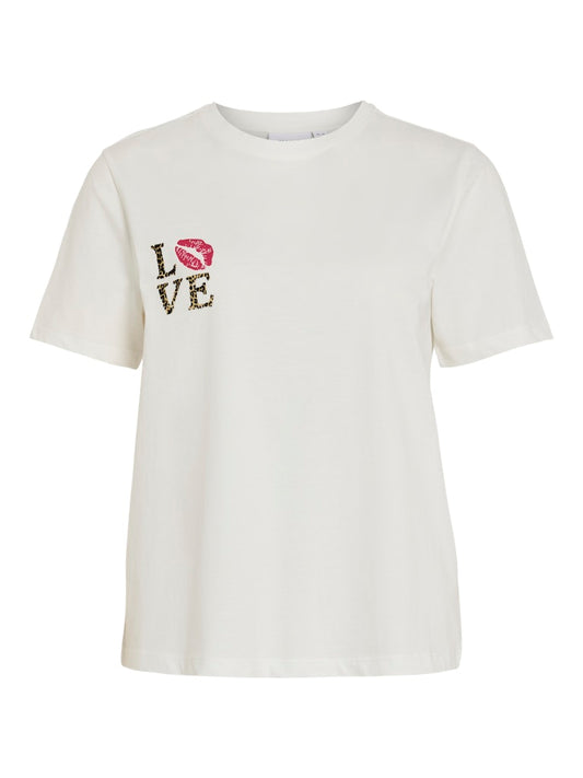 VISybil Leo Kiss S/S T-Shirt Cloud Dancer Love