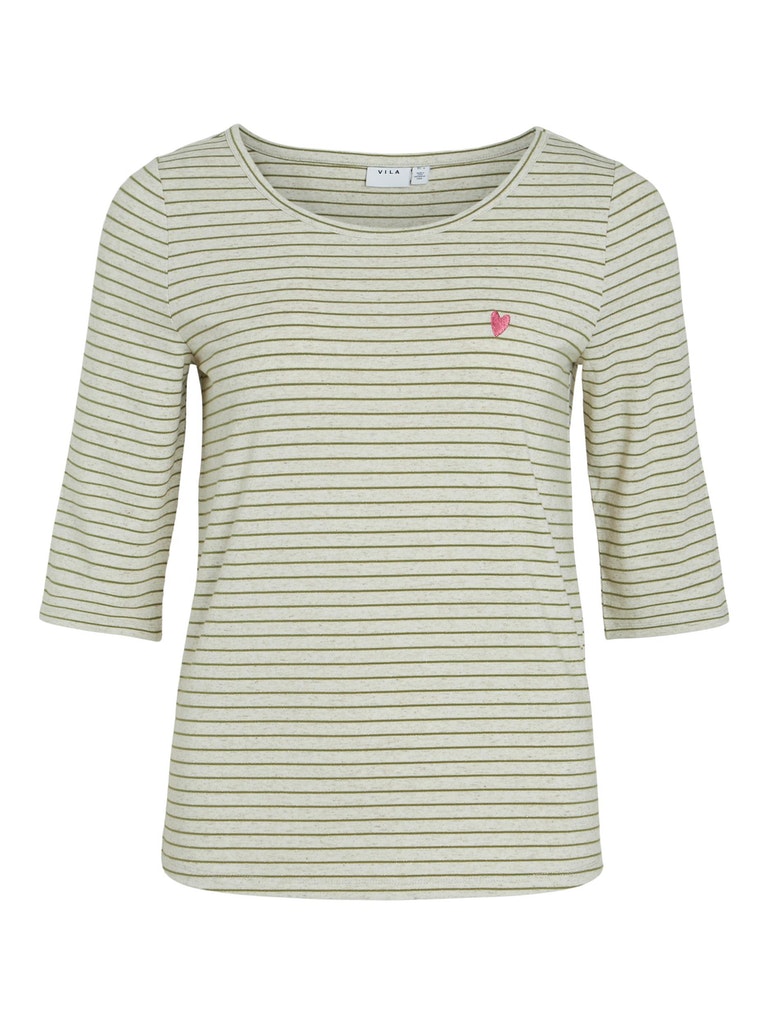 VIStaryl 3/4 Stripe Tee Whisper White Shaded Spruce