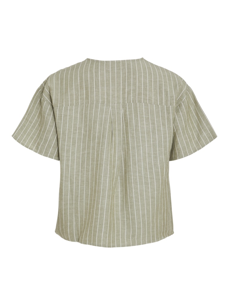 VIPrisilla Striped V-Neck Top Oil Green