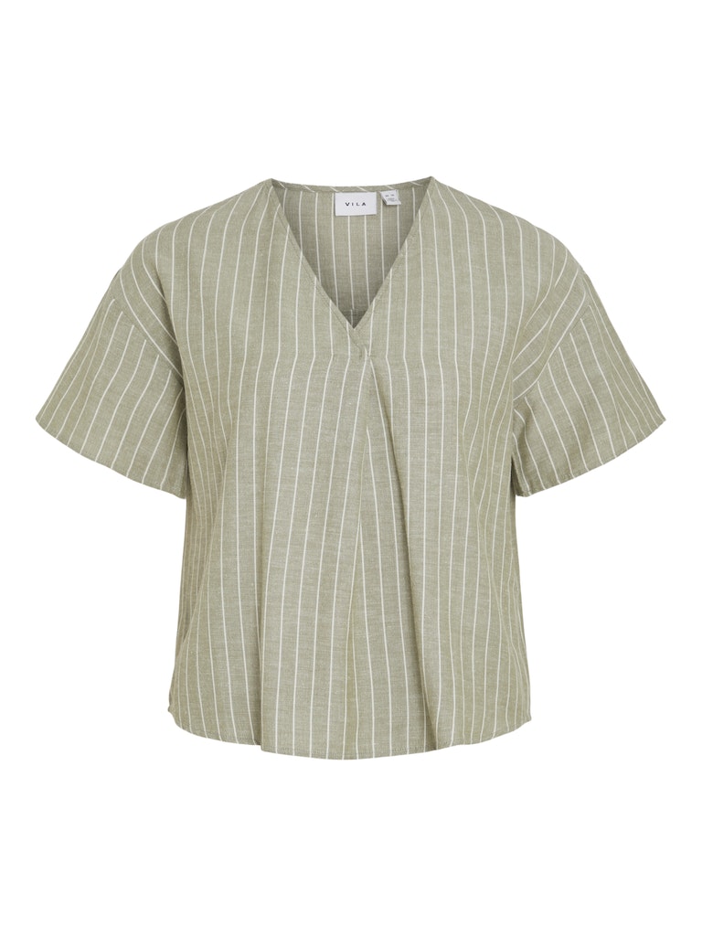 VIPrisilla Striped V-Neck Top Oil Green