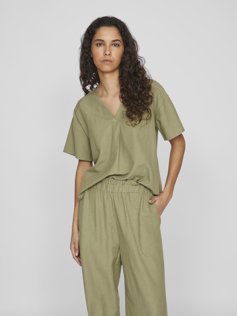 VIPrisilla V-Neck Top Oil Green