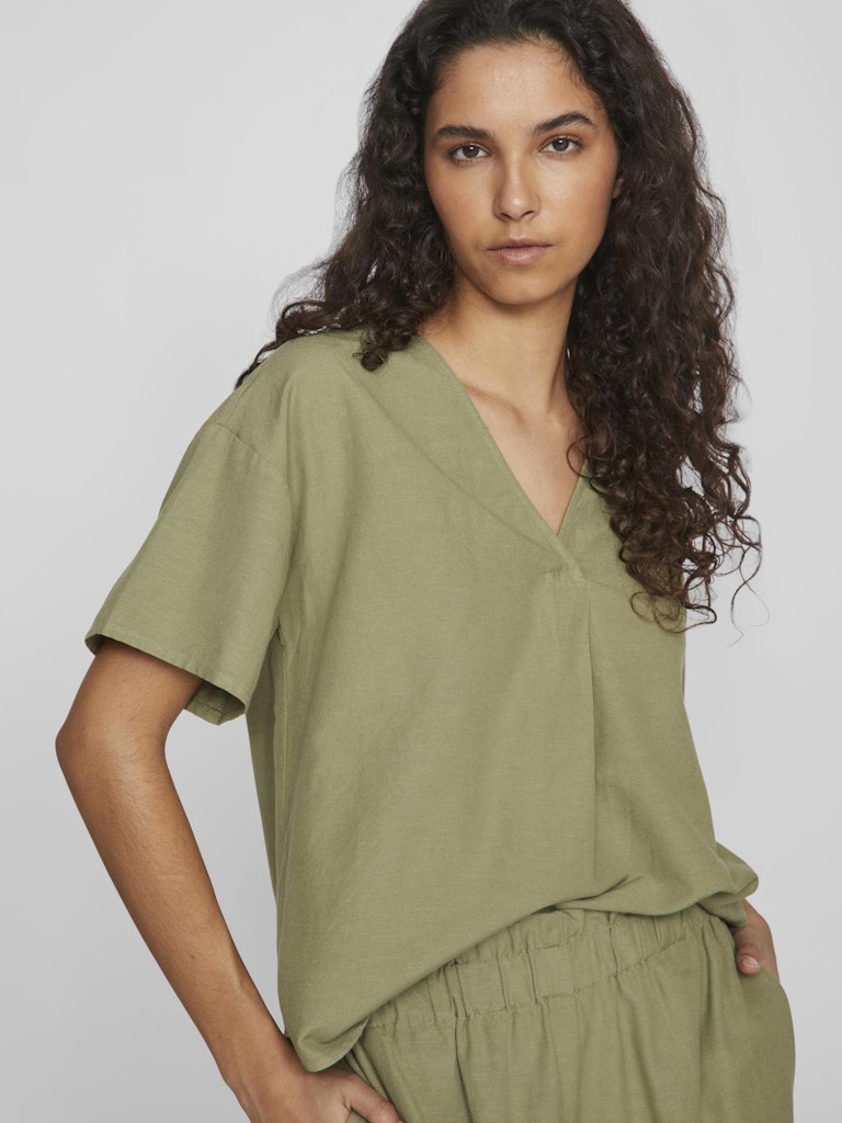 VIPrisilla V-Neck Top Oil Green