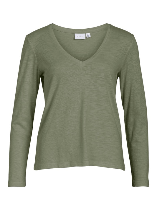 VINova V-Neck L/S Top Oil Green