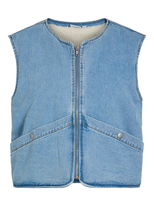 VIAssia SL Short Denim Vest Light Blue