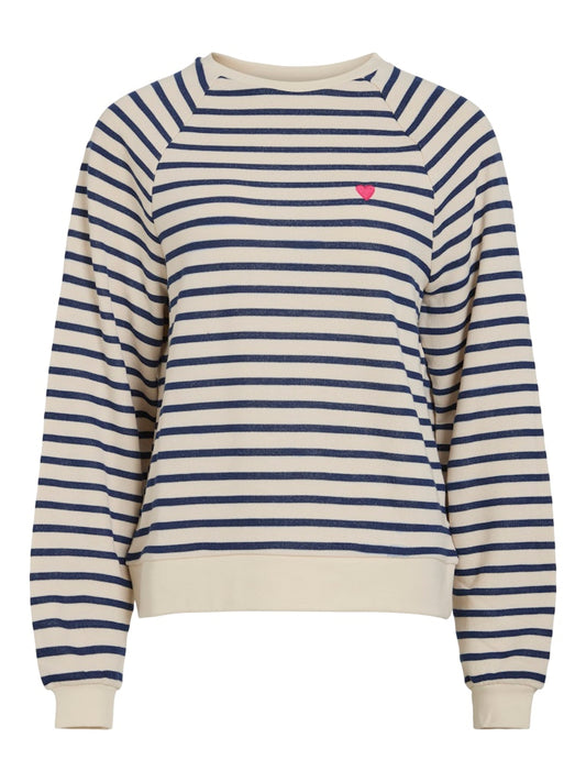 VIHeather L/S Striped Sweat Navy Blazer