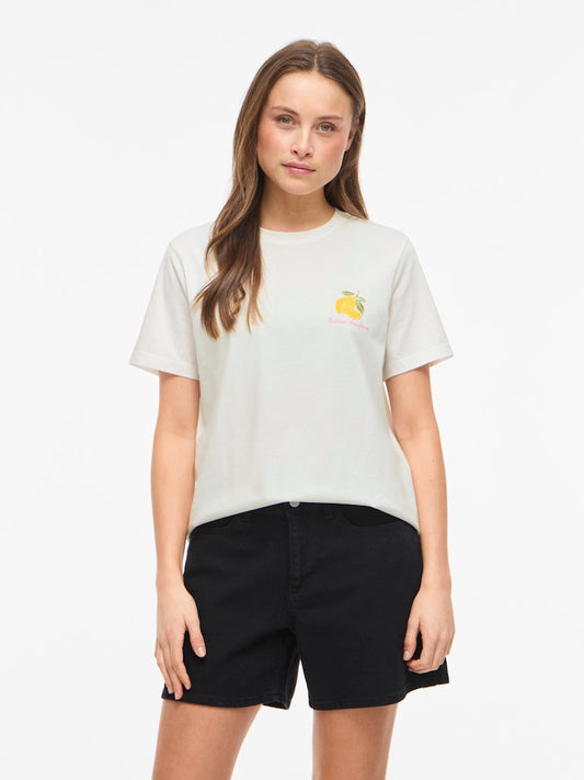 VISybilla O-Neck S/S Lemon Top Snow White Lemon