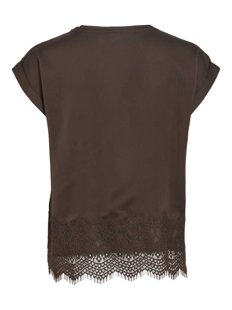 VIEllette S/S Full Satain Lace Top Coffee Bean