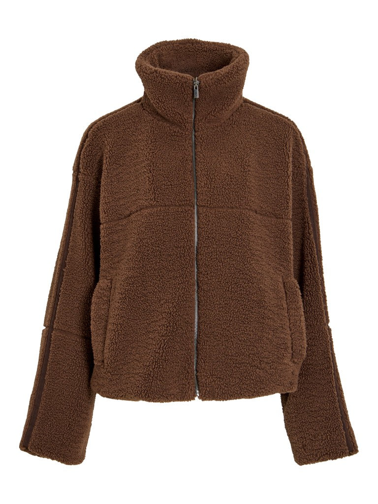 VIMelusa High Neck Zip Teddy Jacket Rain Drum