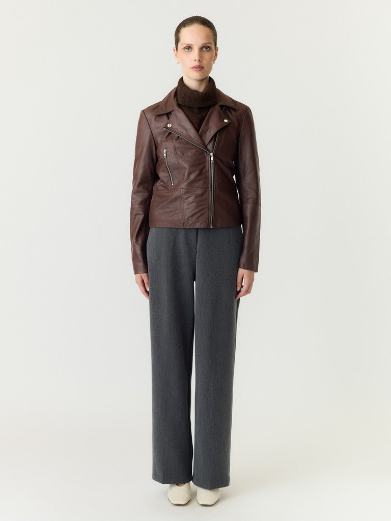 YASSophie Leather Jacket Chicory Coffee