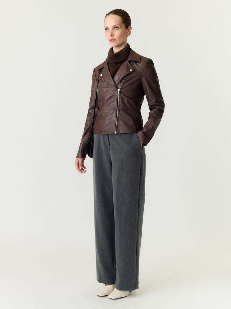 YASSophie Leather Jacket Chicory Coffee