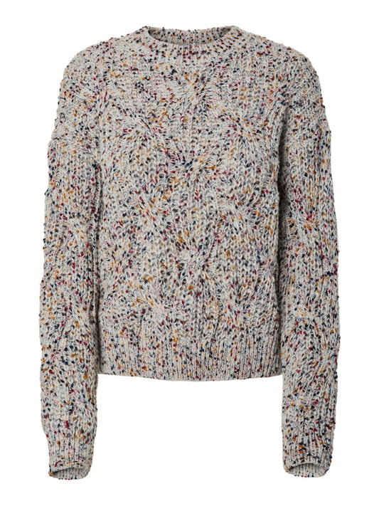 YASConfetti Knitt Pullover Light Grey
