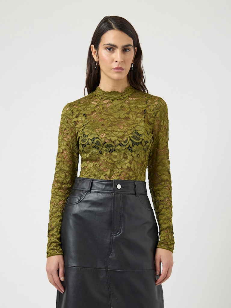 YASLacey LS Lace Top Cardamom Seed