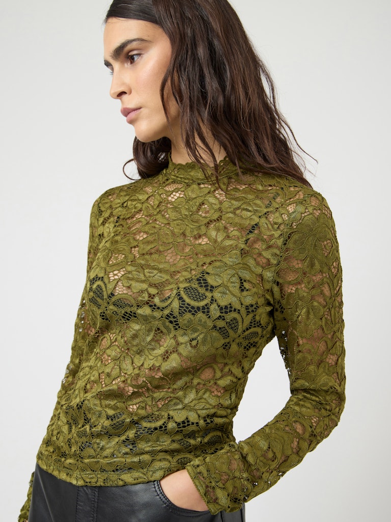 YASLacey LS Lace Top Cardamom Seed