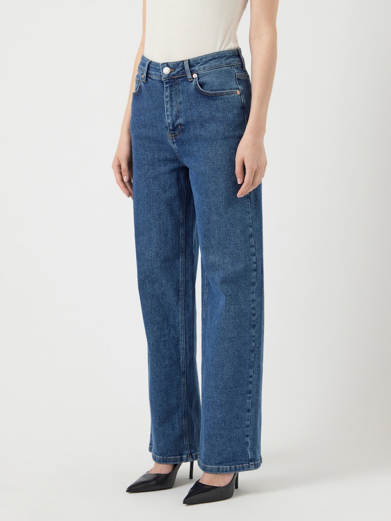 YASRosie HW Straight Jeans Medium Blue