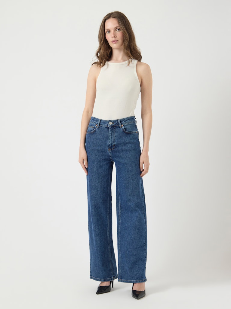 YASRosie HW Straight Jeans Medium Blue