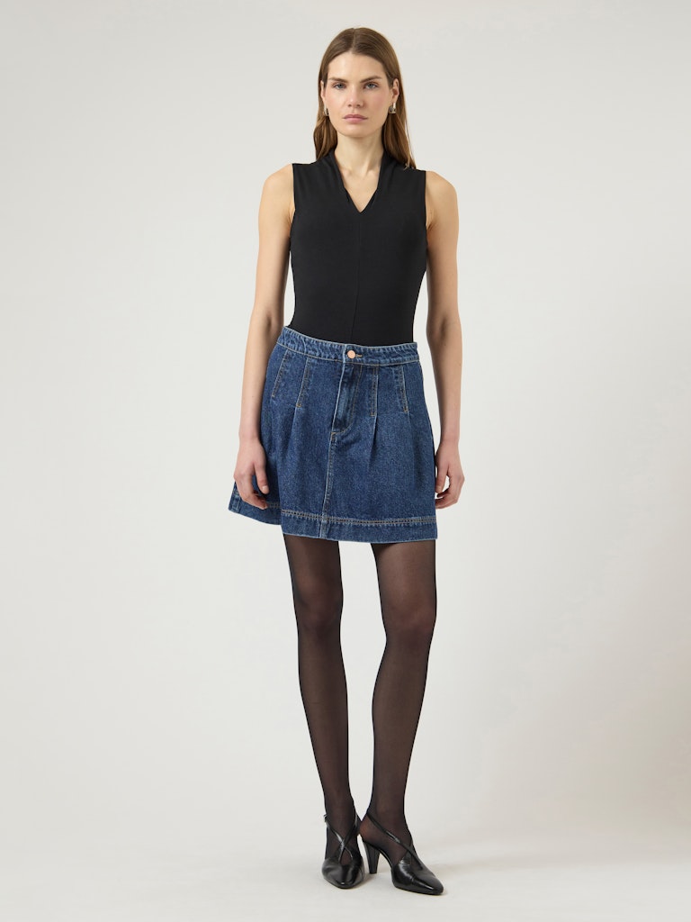 YASSalino HW Denim Skirt Medium Blue