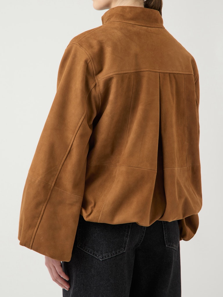 YASIsabel Leather Suede Jacket Bronze Brown