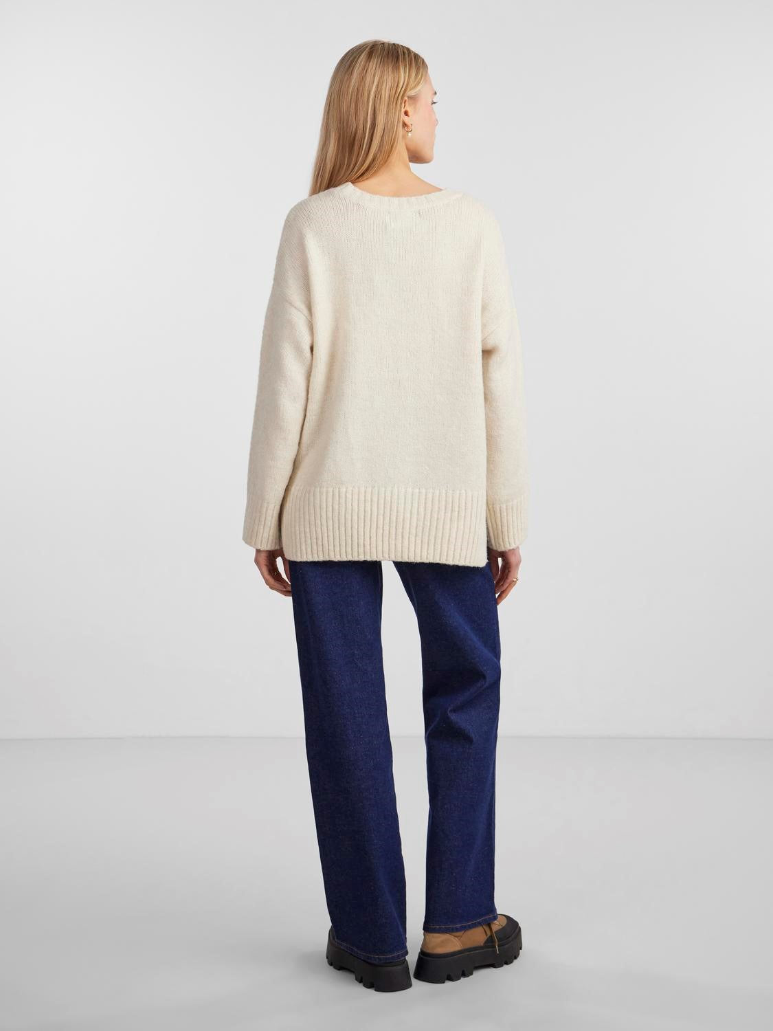 PCNancy LS Loose O-Neck Knit Birch