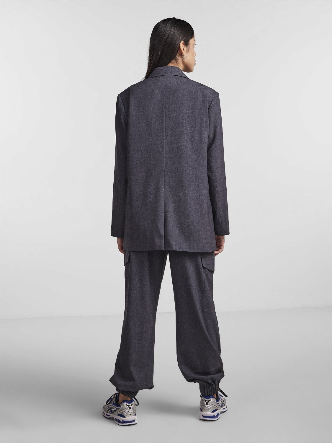PCLuisa LS Loose Blazer Grey Melange