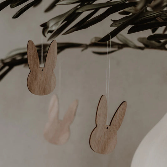 ES Holzanhänger Hase natur 8er Set