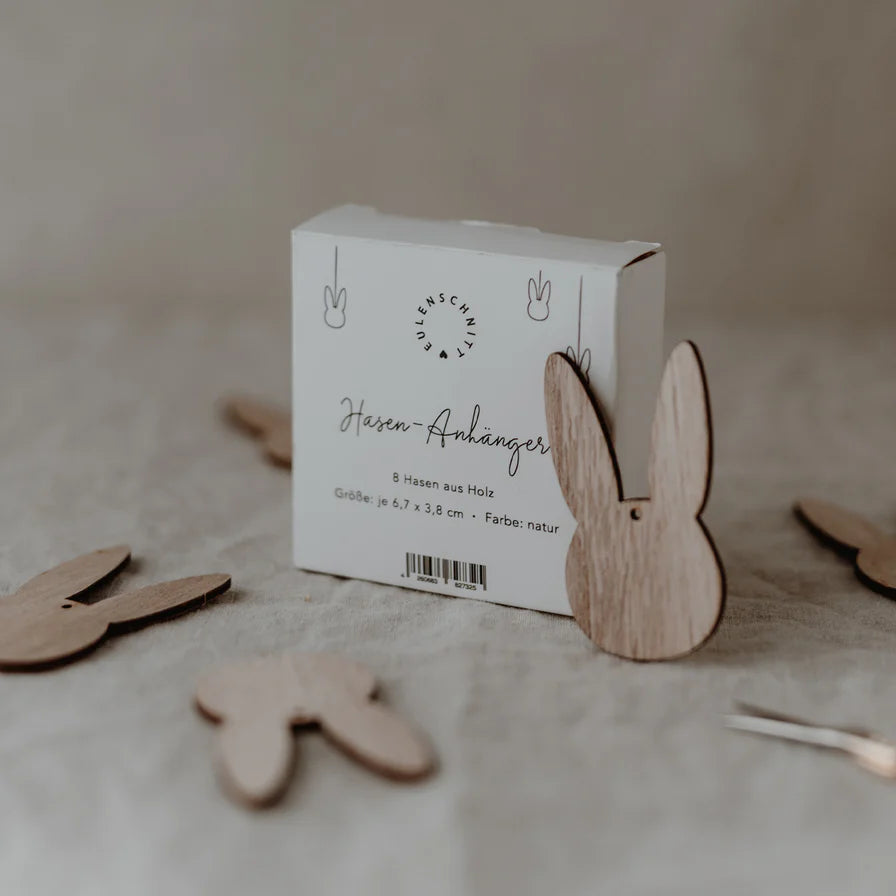 ES Holzanhänger Hase natur 8er Set