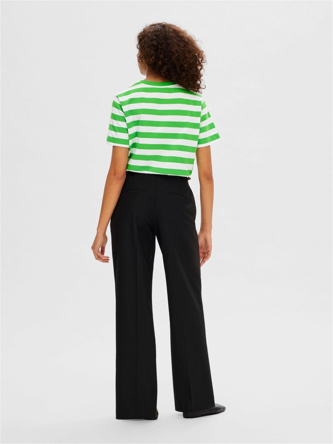 SLFEssential Striped Boxy Tee Classic Green