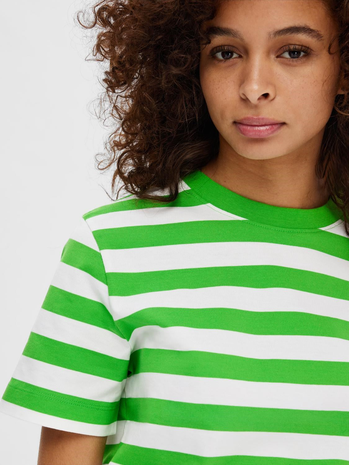 SLFEssential Striped Boxy Tee Classic Green