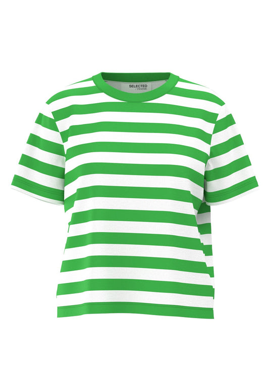 SLFEssential Striped Boxy Tee Classic Green