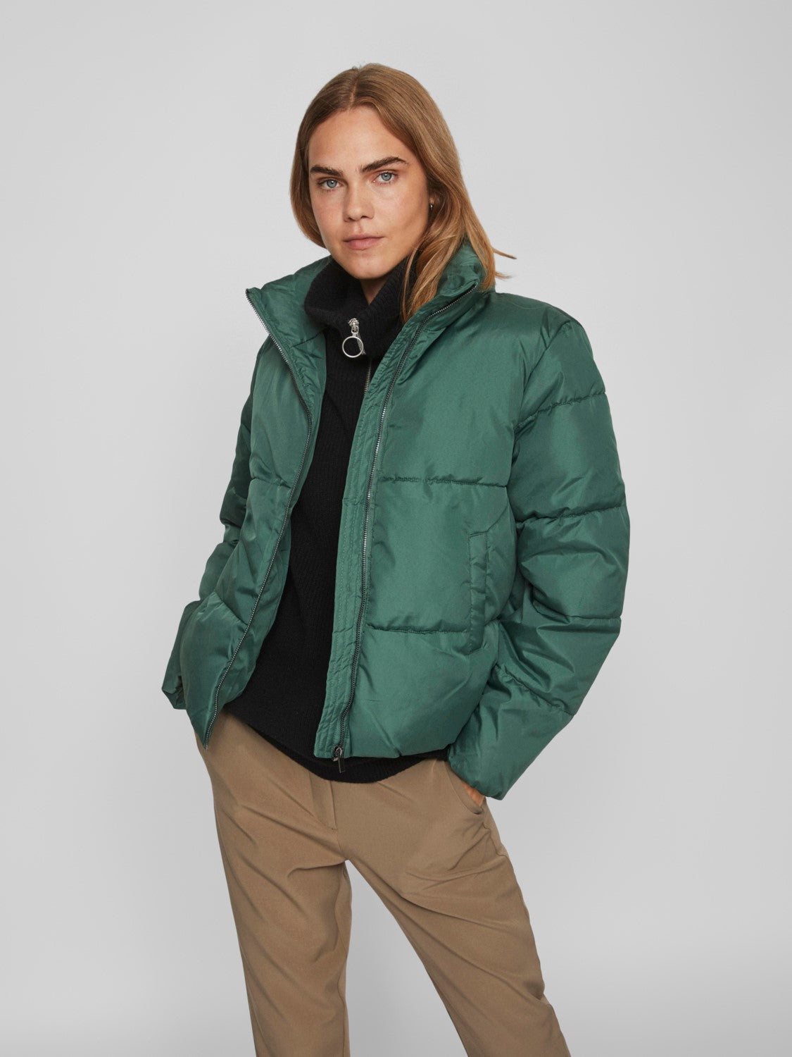 VITate L/S Short Puffer Jacket Pineneedle