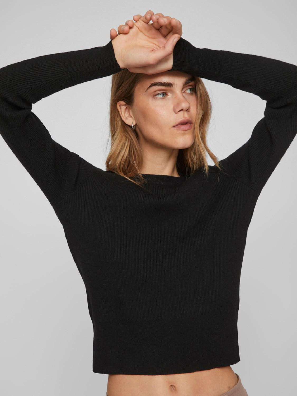 VIComfy O-Neck L/S Knit Top Black