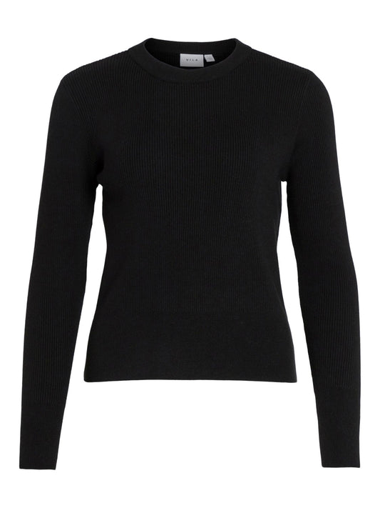 VIComfy O-Neck L/S Knit Top Black