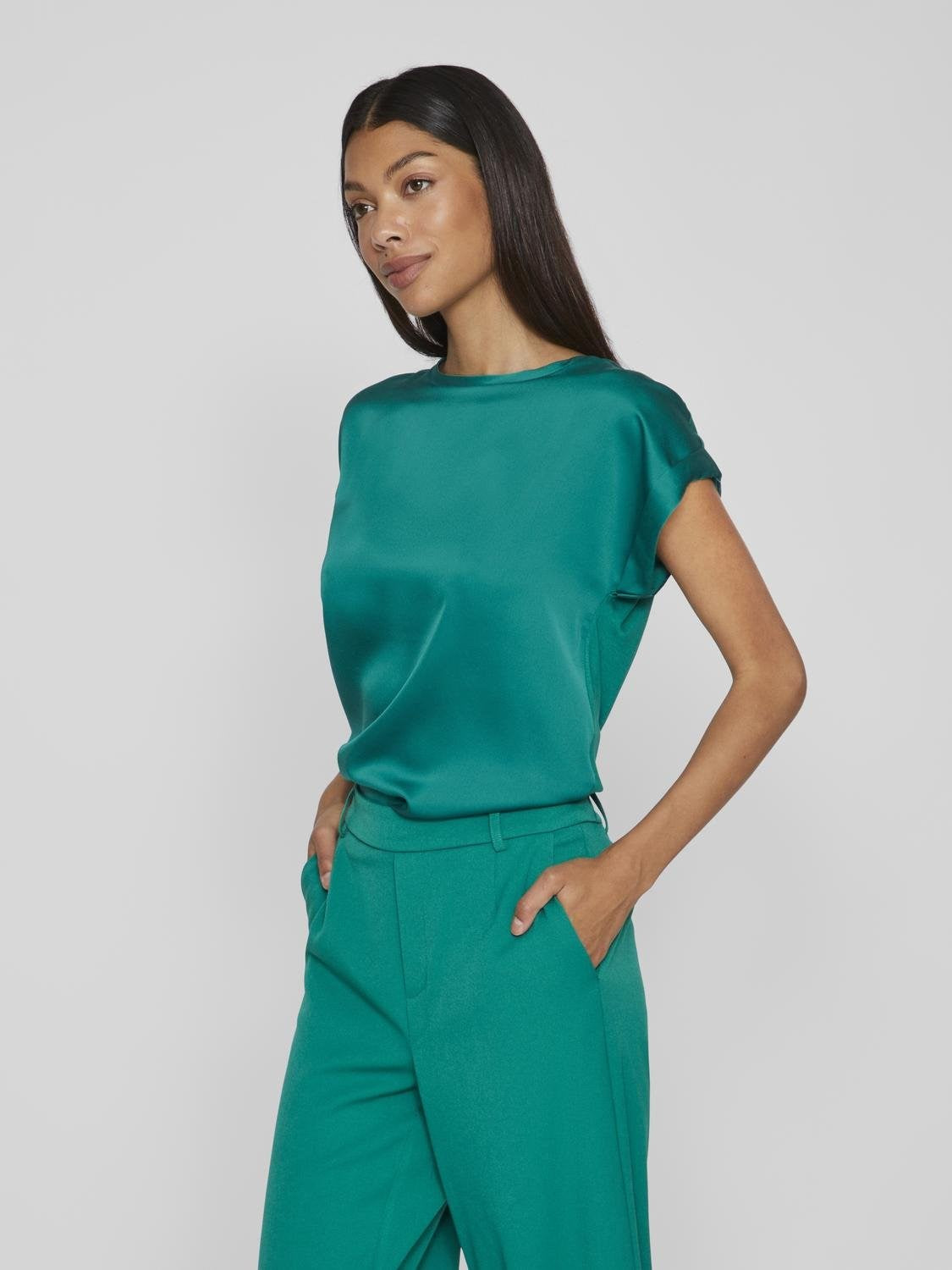 VIEllette Satin Top Ultramarine Green