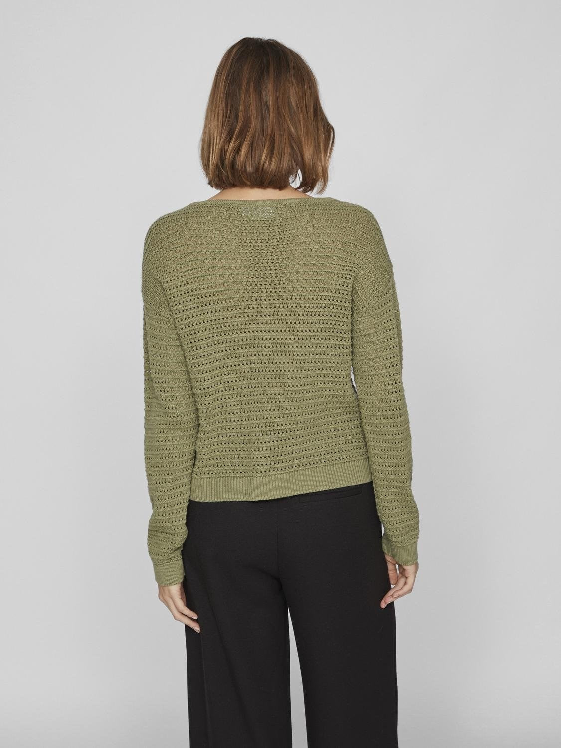 VIBellisina Boatneck Knit Top Oil Green