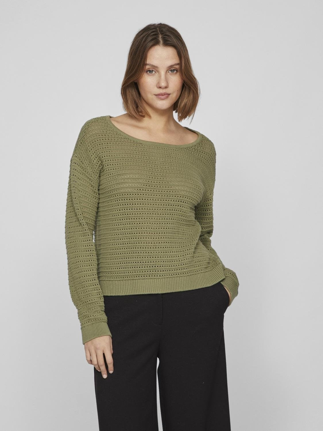 VIBellisina Boatneck Knit Top Oil Green