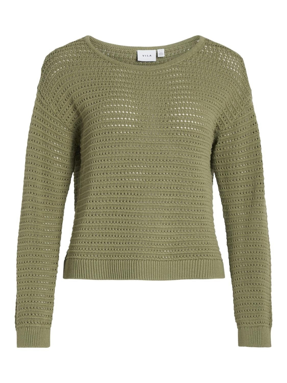 VIBellisina Boatneck Knit Top Oil Green